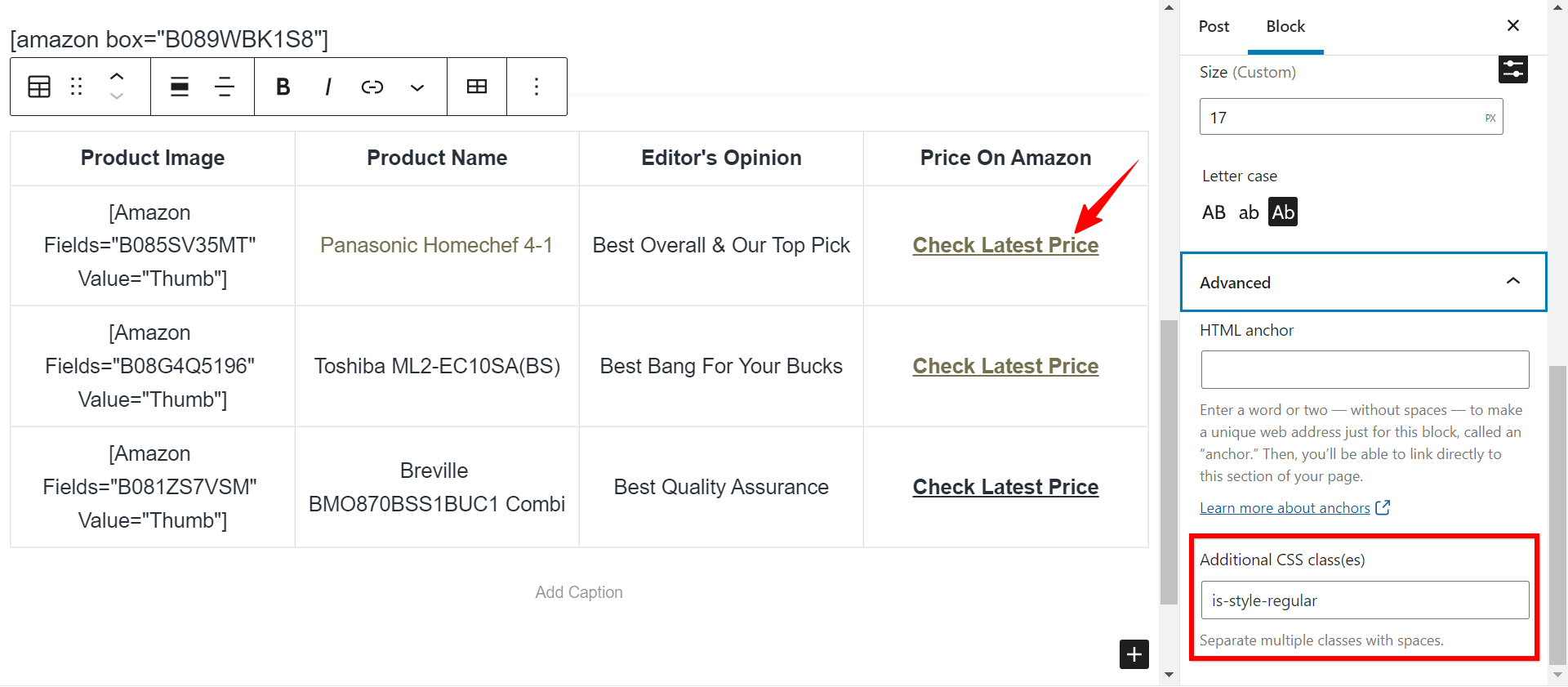 Styling for text in table blocks GeneratePress