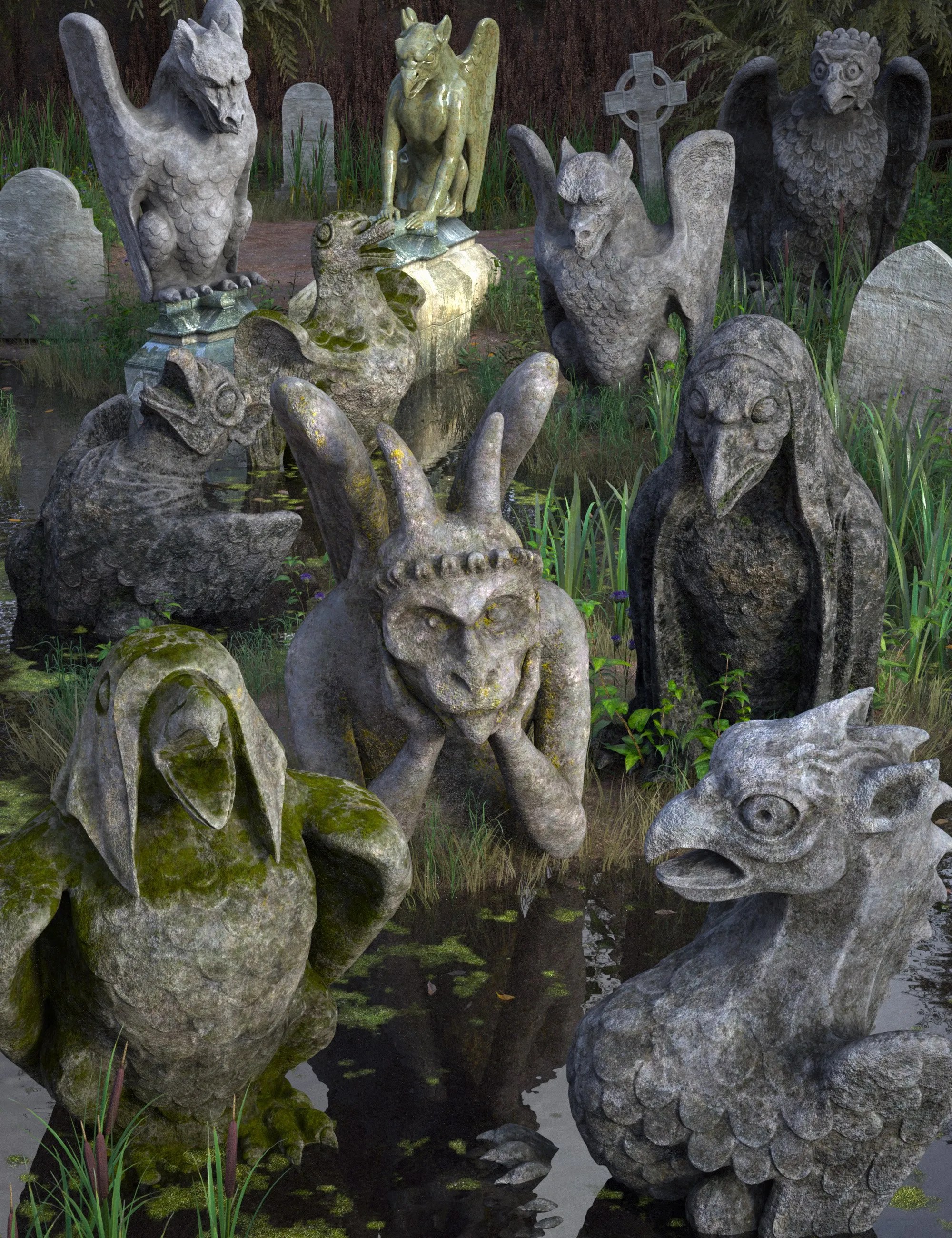 Old Stone for Gargoyles of Notre Dame Set 1new 