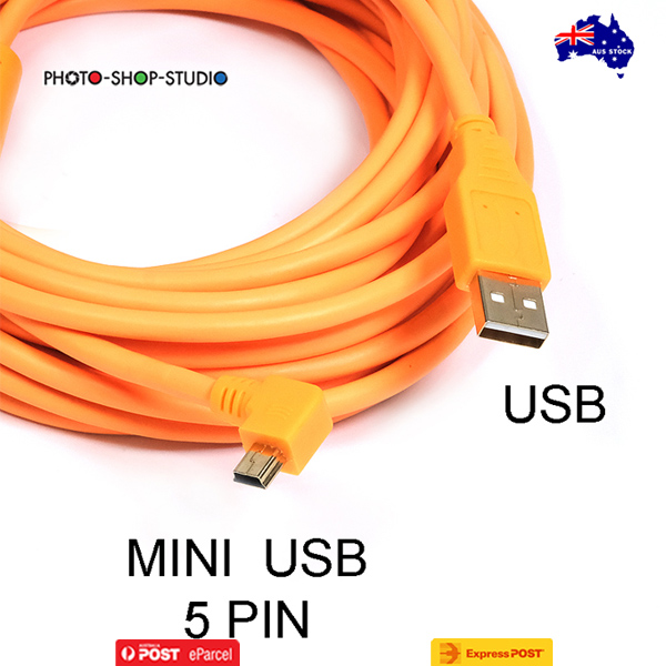 AU*Fotolux USB 2.0 Male to Mini B 5 Pin Tethering Cable (5M) for Canon