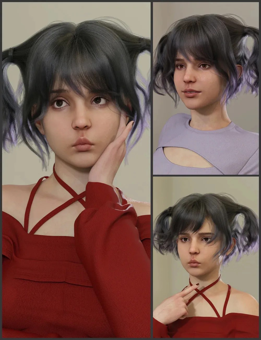 dForce Quenby Hair and MB Quenby for Genesis 9 Femininenew 