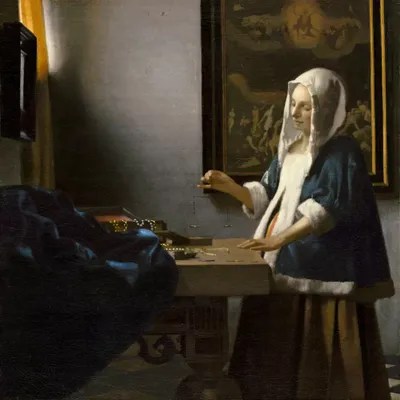Woman Holding a Balance Canvas Art by Johannes Vermeer iCanvas