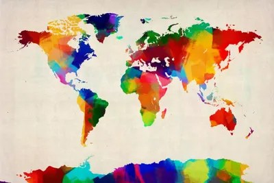 Michael Tompsett World Map Canvas Map of the World IV Canvas Art by Michael Tompsett iCanvas