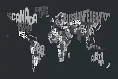 Typographic World Map Canvas Typographic Text World Map VII Canvas Art by Michael Tompsett iCanvas