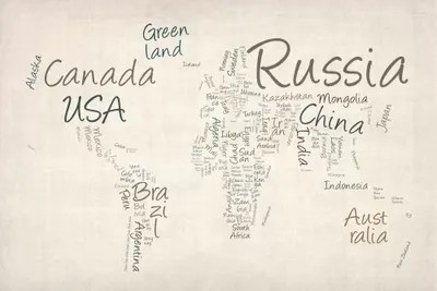World Map In Words Canvas World Map in Words II Canvas Print by Michael Tompsett iCanvas