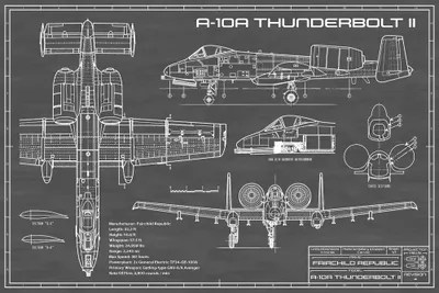 A-10 Thunderbolt II [Warthog] Airplan - Canvas Art | Action Blueprints