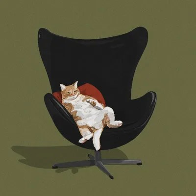 Cats In Chairs IV Canvas Wall Art by Artcatillustrated iCanvas