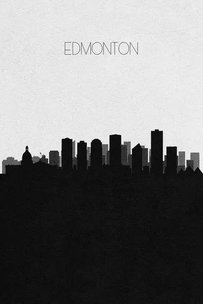 Edmonton, Canada City Skyline C Canvas Wall Art Ayse Deniz Akerman