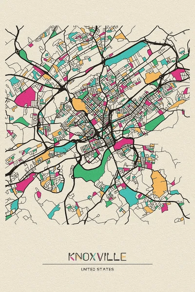 Knoxville, Tennessee Map Art Print by Ayse Deniz Akerman iCanvas