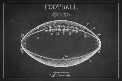 Football Charcoal Patent Blueprint Canvas Art by Aged Pixel iCanvas