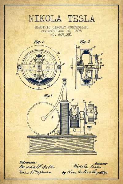 Electric Circuit Vintage Patent Blueprint Canvas Print Aged Pixel