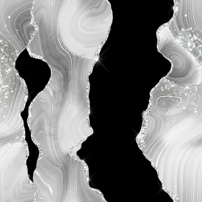 White Silver Glitter Agate Texture IV Canv Canvas Art Aloke Design