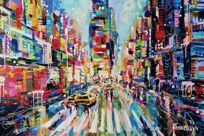 Colorful New York Street C Canvas Wall Art Aliaksandra Tsesarskaya