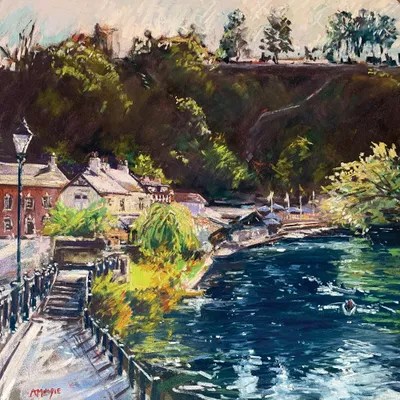 Waterside Knaresborough Canvas Art by Andrew Moodie iCanvas