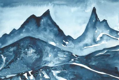 Dark Blue Mountains Canvas Art by Ana Ozz iCanvas