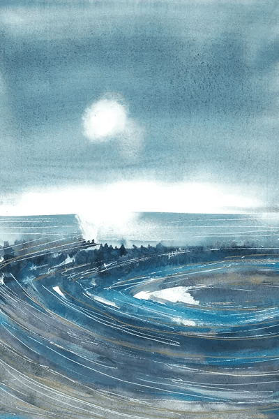 Reflection In Lake. Blue Landscape Canvas Wall Art Ana Ozz iCanvas