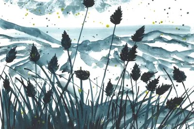 Mountain Blue Landscape Canvas Art Print by Ana Ozz iCanvas