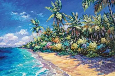 Beach And Palms Canvas Wall Art by John Clark iCanvas