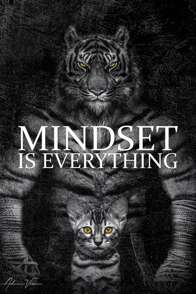 Mindset Is Everything , Tiger Fighte Canvas Wall Art Adrian Vieriu