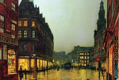 Boar Lane, Leeds, 1881 Canvas Wall Art by John Atkinson Grimshaw iCanvas