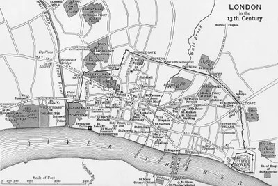 13Th Century London Map London In The 13th Century, A Short History o... English School iCanvas