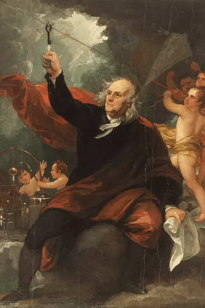 Sketch for 'Benjamin Franklin Drawing Electric... Benjamin West iCanvas
