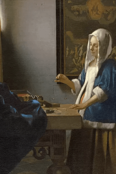 Woman Holding a Balance, c.1664 Art Print by Jan Vermeer iCanvas