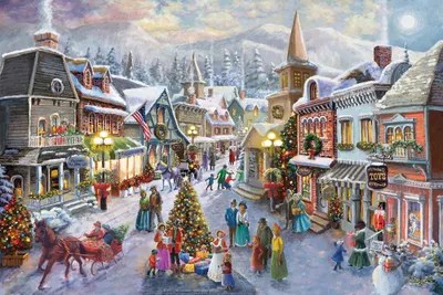 Victorian Christmas Village Canvas Wall Art by Nicky Boehme iCanvas