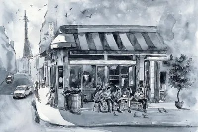Paris Cafe Canvas Artwork by Bogdan Shiptenko iCanvas