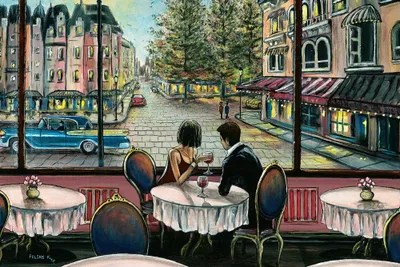 European Café Canvas Artwork by ColorByFeliks iCanvas