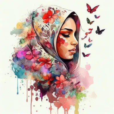 Watercolor Floral Muslim Arabian Art Print Chromatic Fusion Studio