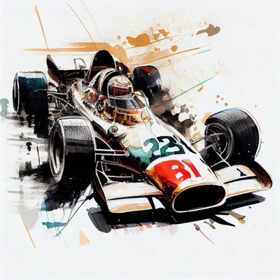 Watercolor Vintage Race Car Canvas Artwork Chromatic Fusion Studio