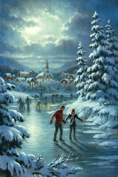 Moonlight Skaters Canvas Art Print by Corbert Gauthier iCanvas