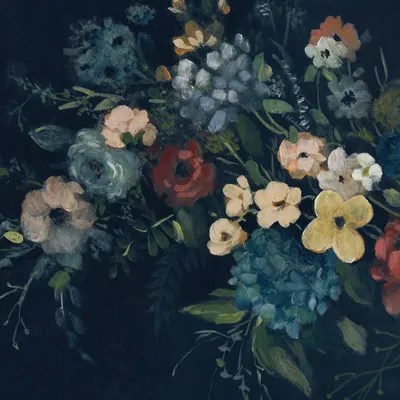 Vintage Navy Blossoms I Canvas Art by Carol Robinson iCanvas