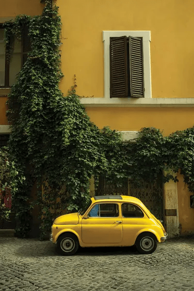 Yellow Car In Rome Canvas Artwork by Chelsea Victoria iCanvas