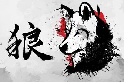 Japanese Wolf Okami Canvas Art Print by Cornel Vlad iCanvas