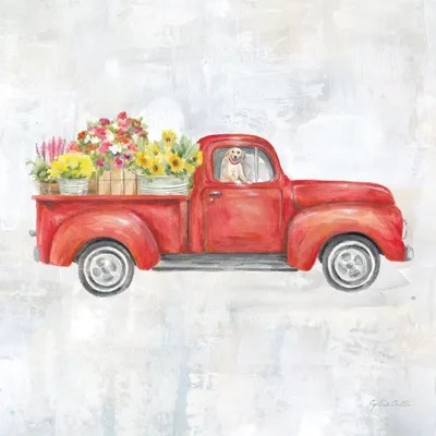 Vintage Red Truck Canvas Art by Cynthia Coulter iCanvas