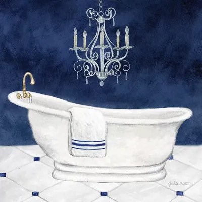 Navy Blue Bath I Canvas Art Print by Cynthia Coulter iCanvas