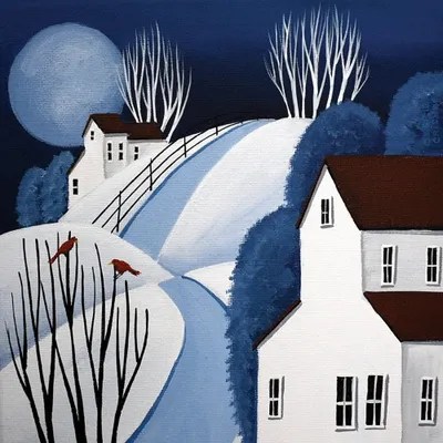 Two Red Birds Canvas Wall Art by Debbie Criswell iCanvas