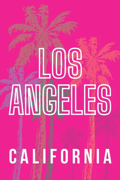 Los Angeles California With Palm Tr Canvas Wall Art Design Harvest