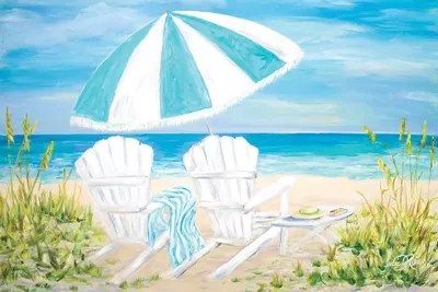 Beach Umbrella Canvas Print by Julie Derice iCanvas