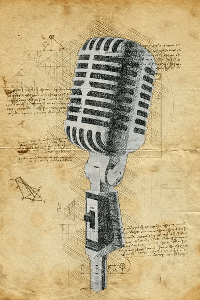 Microphone Canvas Print by Durro Art iCanvas