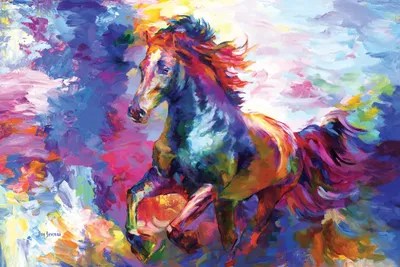 Colorful Abstract Horse Canvas Art Print by Leon Devenice iCanvas