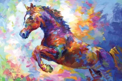 Colorful Horse Canvas Wall Art by Leon Devenice iCanvas