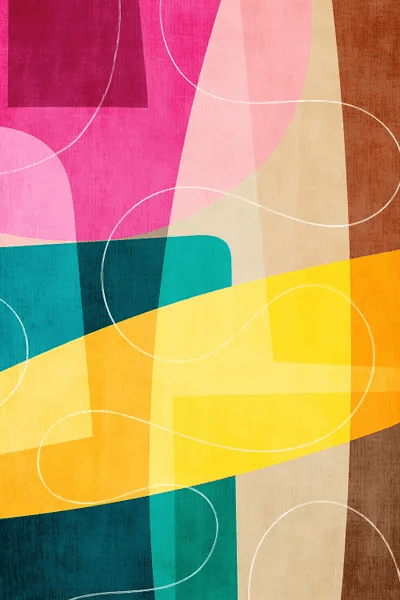 Colorful Teal Pink Yellow Abstract Canva Canvas Print EmcDesignLab