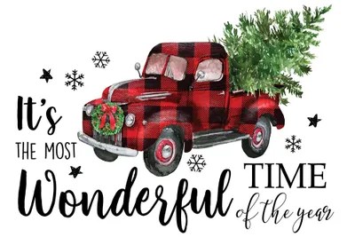 Red Plaid Christmas Truck Canvas Print by Ephrazy Graphics iCanvas