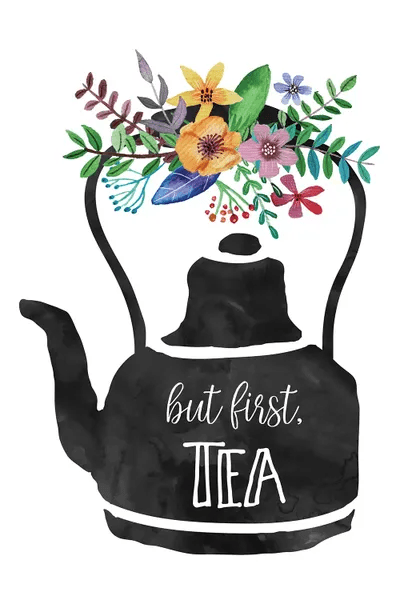 But First Tea Canvas Art Print by Eden Printables iCanvas