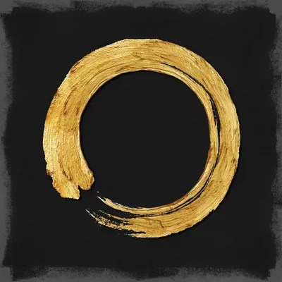 Gold Zen Circle On Black I Canvas Art by Ellie Roberts iCanvas