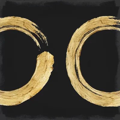 Gold Zen Circle On Black II Art Print by Ellie Roberts iCanvas