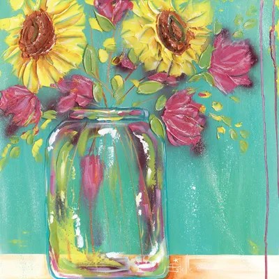 Mason Jar Flowers Canvas Artwork by Estelle Grengs iCanvas