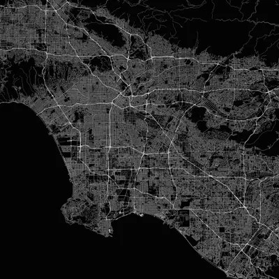 Los Angeles Urban Roadway Map (Black) Ca Canvas Art Print Urbanmap